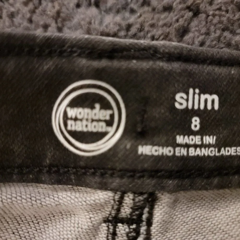 Wonder Nation Girls Black High Rise Pockets Slim Denim Skinny Jeans Size 8